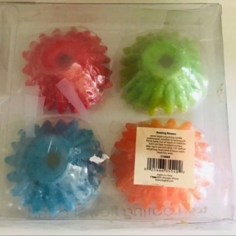 Boho Floating Candles Flower Set Of 4 New Hippie Beach Outdoors Pool